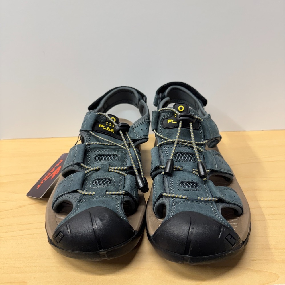 FLARUT Men's Size US 9 EU 42 Gray Outdoor Hiking Sandals Closed Toe Leather NEW - Picture 5 of 9